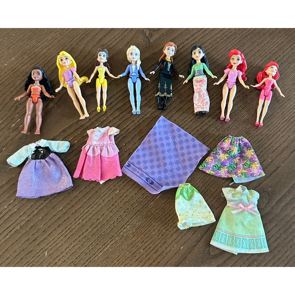 Disney Princess Royal Clips Small Doll Lot Moana Elsa Anna Ariel Mulan Belle